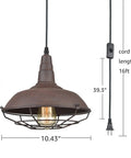 Industrial Plug In Pendant Light Barn Style Hanging Lamp With Wire Cage Rustic Copper Finish ETL Listed Swag Light Fixture