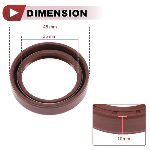 FKM rotary shaft oil seal 35x45x10mm with dimensions