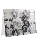 Floral Graphite Print Greeting Cards Half Fold For All Occasions In White Photo Paper 4x6 Inches with envelopes