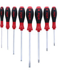 8-Piece Slotted And Phillips Screwdriver Set With Soft Grip Handles, Pro Grade Chrome Moly Steel Blades on white background