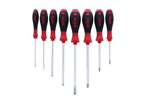 8-Piece Slotted And Phillips Screwdriver Set With Soft Grip Handles, Pro Grade Chrome Moly Steel Blades on white background