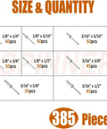 Aluminum Dome Head Pop Rivets Assortment Kit Featuring 385 Pieces M3.2 And M4 Open End Fasteners For Auto Body Metal Fabrication DIY Projects Repairs And General Construction, size chart