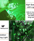 Close-up of Green String Lights With 200 LEDs 66 Ft Indoor Outdoor Fairy Lights showcasing waterproof feature and glowing effect.