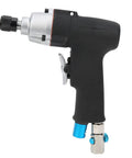 Compact Pneumatic Air Impact Wrench With 40Nm Kick And Double Hammer Setup, 12000 RPM Zero Fuss Workhorse For Furniture Assembly And Handyman Tasks Featuring Seesaw Switch, side view.