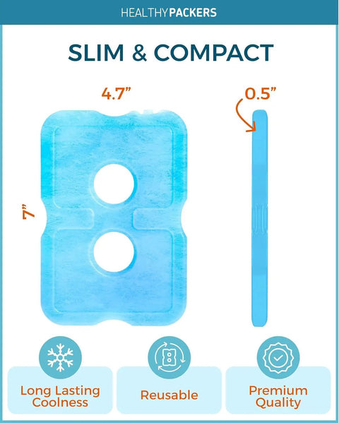 Slim Reusable Ice Packs For Coolers And Lunch Boxes Set Of 4 Long Lasting Freezer Packs dimensions 7x4.7x0.5 inches