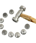 Heavy Duty Texturing Hammer With 9 Interchangeable Heads Dual Sided Steel Head And Polished Wood Handle For Woodworking And Metalworking