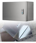 Beefy Stainless Steel Outdoor Electrical Junction Box Waterproof Enclosure Heavy Duty Weatherproof Shield For Harsh Environments Corrosion Resistant 2mm Wall 24x32x6 Inch Exterior Secure Hinged Cover Easy Wiring Access front view