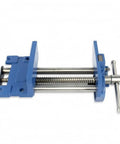 Heavy Duty 9 Inch Cast Iron Bench Clamp Vise For Woodworking Pros, showing blue cast iron body and screw mechanism.