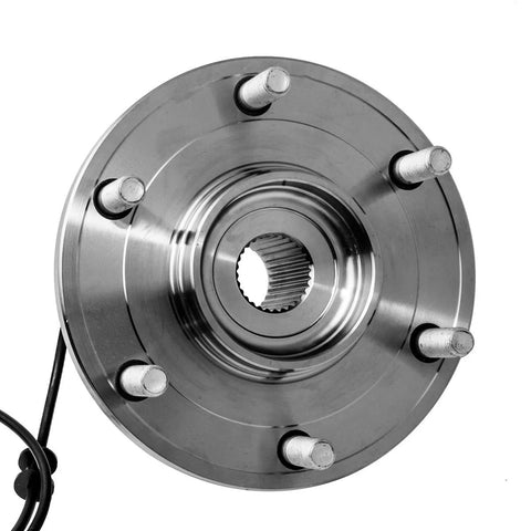 Front view of Left Or Right Wheel Hub And Bearing Assembly For Infiniti QX56 Nissan Titan Armada Pathfinder 6 Lug With ABS Pair AUQDD 515066 ISO TS 16949 Certified OE Comparable Maintenance Free No Fuss Easy Install.
