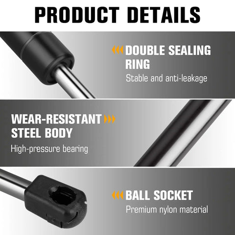 Close-up details of Rear Hatch Lift Support 2 Pack For Ford Edge 2007 2008 2009 2010 2011 2012 2013 2014 Fits Tailgate Shock Strut Replacement