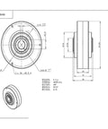Technical drawing of Thin Type 0.6Kg Hollow Magnetic Powder Brake With 3 Hole Industrial Clutch For Tension Control Dialed In Torque Adjustment.