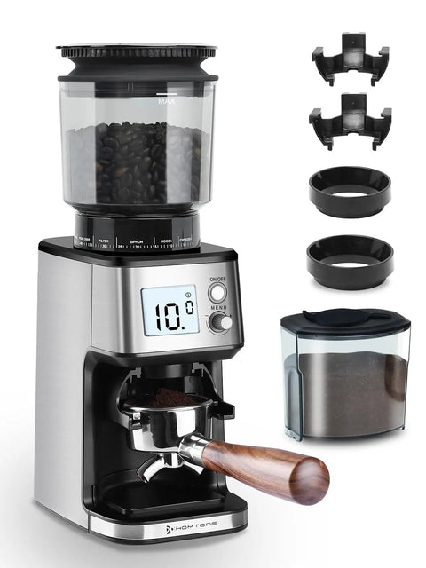 Conical Burr Espresso Grinder With 51mm Stepless Electric Bean Grinder, Pro Grade Grind Settings And Timer, stainless steel design