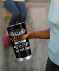 Person holding 20 Oz Stainless Steel Mechanical Engineer Tumbler with Lid and Straw, durable travel mug for men.