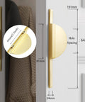 Side view of Brushed Gold Half Moon Cabinet Pulls 64mm Center to Center, 7.5 Inch Overall Length, semi-circle drawer handles on door