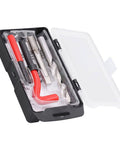 Thread Repair Kit M14x1.5 15 Piece Set With HSS Drill Bit HSS Tap in a black case for automotive and machinery repair.