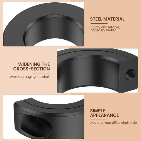 4pc Steel Shaft Collars For Office Chair Sagging Fixes Stops Sinking If Cylinders Break No More Sitting Squatting Save Dough On New Gear And Restore Your Ride Comfortably Today Plus Heavy Duty Hardware, black steel