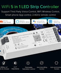 5 In 1 WB5 WiFi PWM LED Controller For Alexa Google Home Smart Life And Tuya App Control with LED strip in background