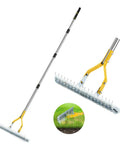 15-Inch Steel Thatch Rake For Lawn Dethatching And Soil Loosening, Tough As Nails Heavy Duty Grass Cleaning Tool, black and metallic silver finish