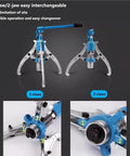 Beefy Hydraulic Gear Puller Kit With Convertible 2-Jaw And 3-Jaw Design showing both claw configurations and handle.
