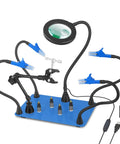 Magnetic Third Hand Soldering Station with 3X to 6X Magnifying Glass, LED Lighting, Adjustable Alligator Clips, Heavy Duty Base