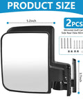 Adjustable Golf Cart Side Mirror Set With Wide 6.3 By 5.2 Inch HD Glass Durable Plastic Housing Weatherproof For Club Car EZGO Yamaha