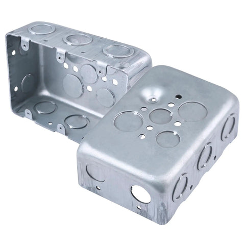 Three Gang Multi Device Electrical Switch Box Galvanized Steel Junction Box With Side Knockouts Six TKOs And Four One Half Inch Knockouts