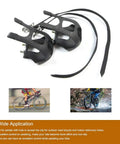 Bike Pedals With Toe Clips And Straps For MTB Road And Mountain Bikes on display with durable plastic and adjustable straps.