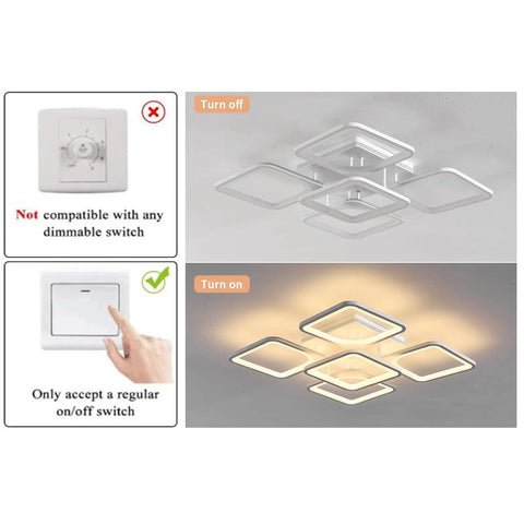 Sleek Two Layer Square LED Ceiling Light Flush Mount White Modern Minimalist Chandelier For Living Room And Bedroom 75W Cool White 5000K With Five Square Shades For Bright Even Illumination