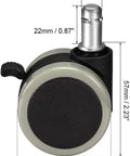 Two Pack 2 Inch Pu Twin Swivel Casters With Locking Brake M10 X 15mm Threaded Stem, showing dimensions and caster design.