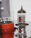 Close-up of A12 EL34 12AX7 ECC83 Tube Amplifier for Hi Fi Stereo, focusing on the tube placement with vintage warmth dynamics.