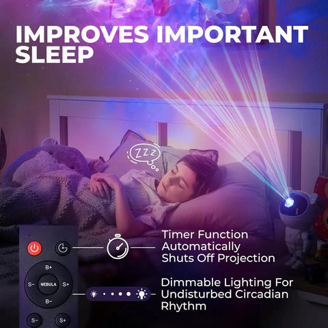 Mind Blowing Astronaut Galaxy Projector with Remote and Timer Modes used as a night light for kids during sleep