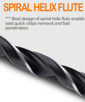 Spiral helix flute design for Heavy Duty 7/16 Inch Wood Brad Point Drill Bit Set With Ten Stubby Short Shank Woodworking Bits.