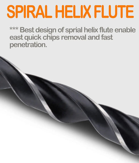 Spiral helix flute design for Heavy Duty 7/16 Inch Wood Brad Point Drill Bit Set With Ten Stubby Short Shank Woodworking Bits.