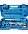 15 Ton Hydraulic Gear Puller Kit Handles Stubborn Gears Bushings And Pulleys With Integrated Pump For Garage Guys Removing Stuck Seized Bearings Quickly Saving Money Fixing Your Vehicle At Home Rather Than Paying Shop Bills. blue plastic case with hydraulic puller, forged steel jaws, and adapters