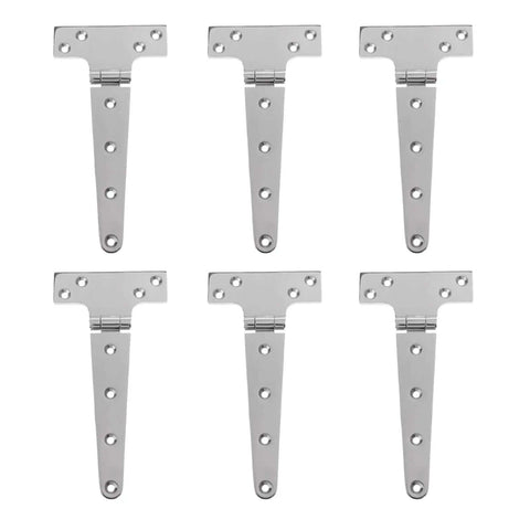 6 Piece Heavy Duty T Shape Marine Grade Stainless Steel Hinges For Cabinets Gates Sheds Doors Outdoor Wood Boxes And Marine Use