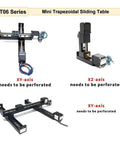X, Y, Z Axis Motorized Sliding Table With T Type Linear Guide Rail Stage For Precision Work, Mini Sliding Table Kit, side view