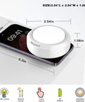 Under Cabinet Puck Lights Remote Battery Operated Wireless Stick On 4 Pack, white puck light on smartphone showing size.