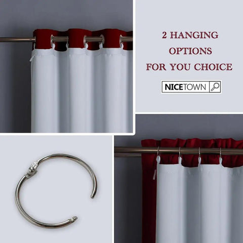 Blackout Curtain Liners For Sheer Curtains With Detachable Rings Thermal Insulation showing hanging options and ring detail.