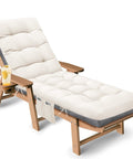 Outdoor Lounge Chair Cushion Waterproof Replacement For Patio Furniture Thick 71 By 22 By 4.7 Inches Non Slip With Ties Cream Color All Weather Comfy For Sun Deck Poolside Loungers