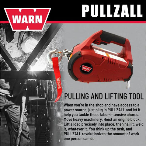 Heavy-Duty 120V AC Electric Winch With 1000 Lb Capacity For Vehicle Recovery, no-load line speed 13.8 fpm, red handheld pull tool