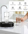 No Hassle 5 Gallon Water Bottle Dispenser For Countertop With USB Rechargeable Pump in use dispensing into glass