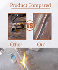 Comparison of welding results using Brass Brazing Rod Set of Seven for Copper and Steel Welding, One Eighth Inch Diameter.