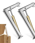 2 Pack 150N Gas Strut Hinges With No Slam Soft Close Hydraulic Support for heavy lids on toy boxes, tool boxes, and benches.