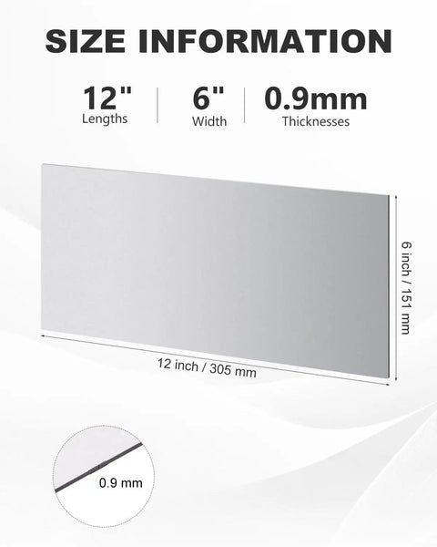 Two Pack 20 Gauge Steel Sheet Metal 12 By 6 Inch Cold Rolled Plate Flat Weldable Surface Built Tough For Heavy Duty Fabrication DIY Projects And Metalworking High Strength Carbon Steel size diagram, 12x6 in, 0.9 mm thick