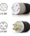Locking NEMA L14-30R Connector Generator Twist Lock Female Adapter 30 Amp 125 To 250V 3 Pole 4 Wire Grounding Industrial Grade