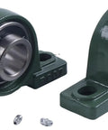 Dual 1-5/16 Inch Pillow Block Mounted Ball Bearings With Solid Cast Iron Base Self Aligning Chrome Sealed UCP207-21 close-up