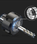 Close-up of Six Pack ER32 Collet Set includes one eighth one quarter three eighth one half five eighth three quarter inch sizes