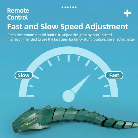 Dope Remote Control Water Snake Toy With Camera For Pool Play shown with speed adjustment feature on blue background.