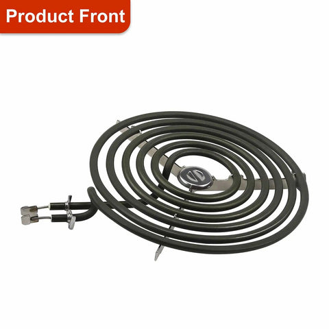 Front view of 8 Inch Large Surface Electric Stove Burner Coil Replacement For GE 6 Turn Range With Plug And Play Terminals 2350W 1765W Easy Install Fit For Your Home Cooktop By AMI PARTS.