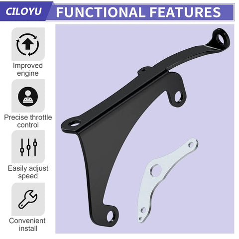Mini Bike Throttle Linkage Kit For Predator 212cc And 224cc Engines, Easy Mount For GX160 GX200 Clones, Predator 212 Hemi, Harbor Freight Models, Powerhorse 208cc, DuroMax XP And More black and silver throttle bracket